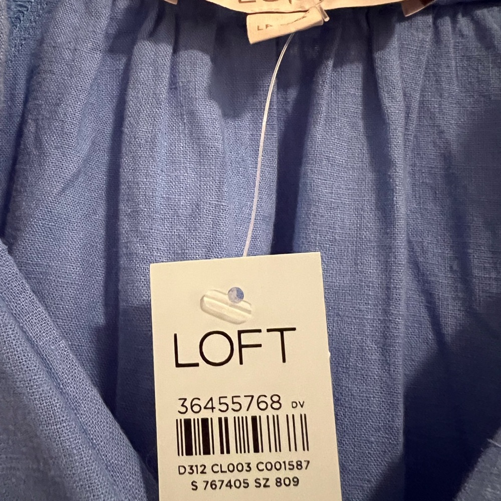 LOFT Blue Mandarin Collar Relaxed Blouse - Picture 6 of 7